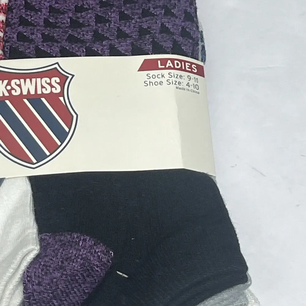 K Swiss Women's No-Show Socks 6 Pack Shoe Size‎ 4-10 Black Flow Cool $28 K-Knit